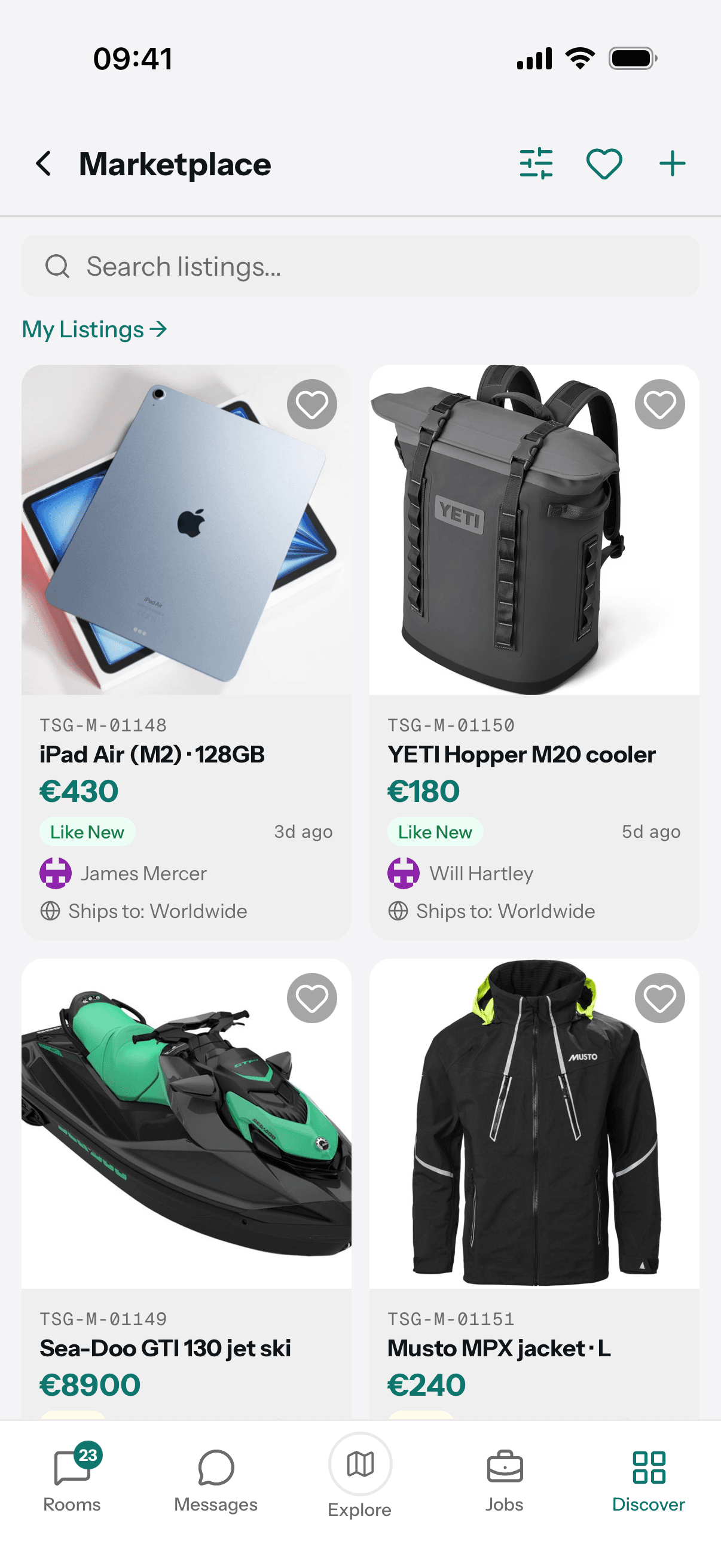 The Super Group app — Marketplace listings from verified peers